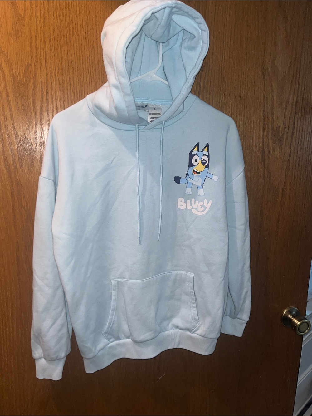 Light Blue Bluey Graphic Pullover Hoodie